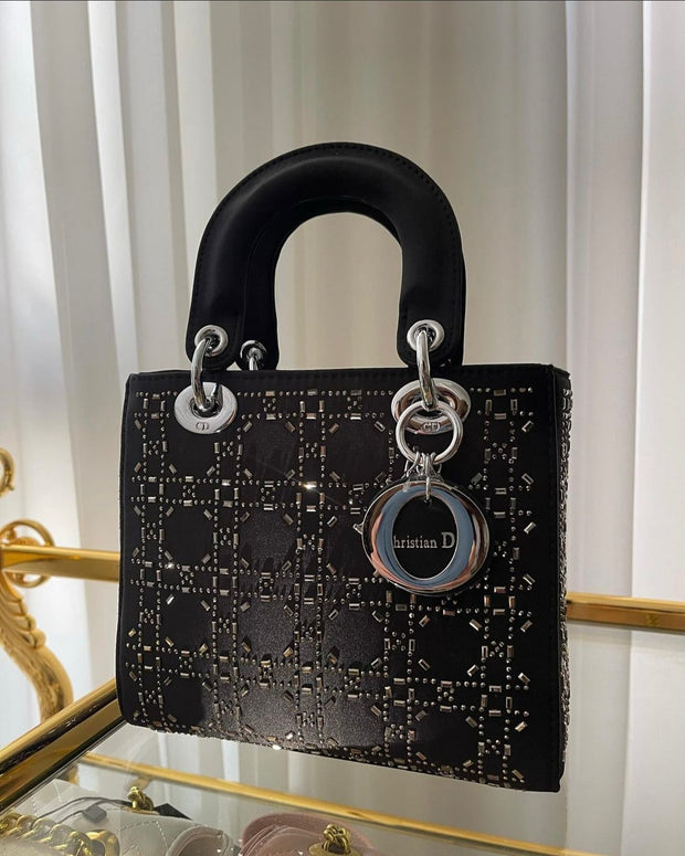 Cannage Crystal Satin Lady Bag
