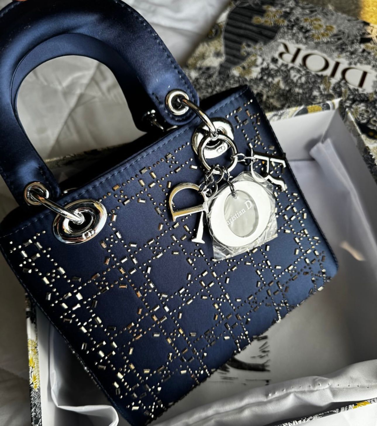 Cannage Crystal Satin Lady Bag