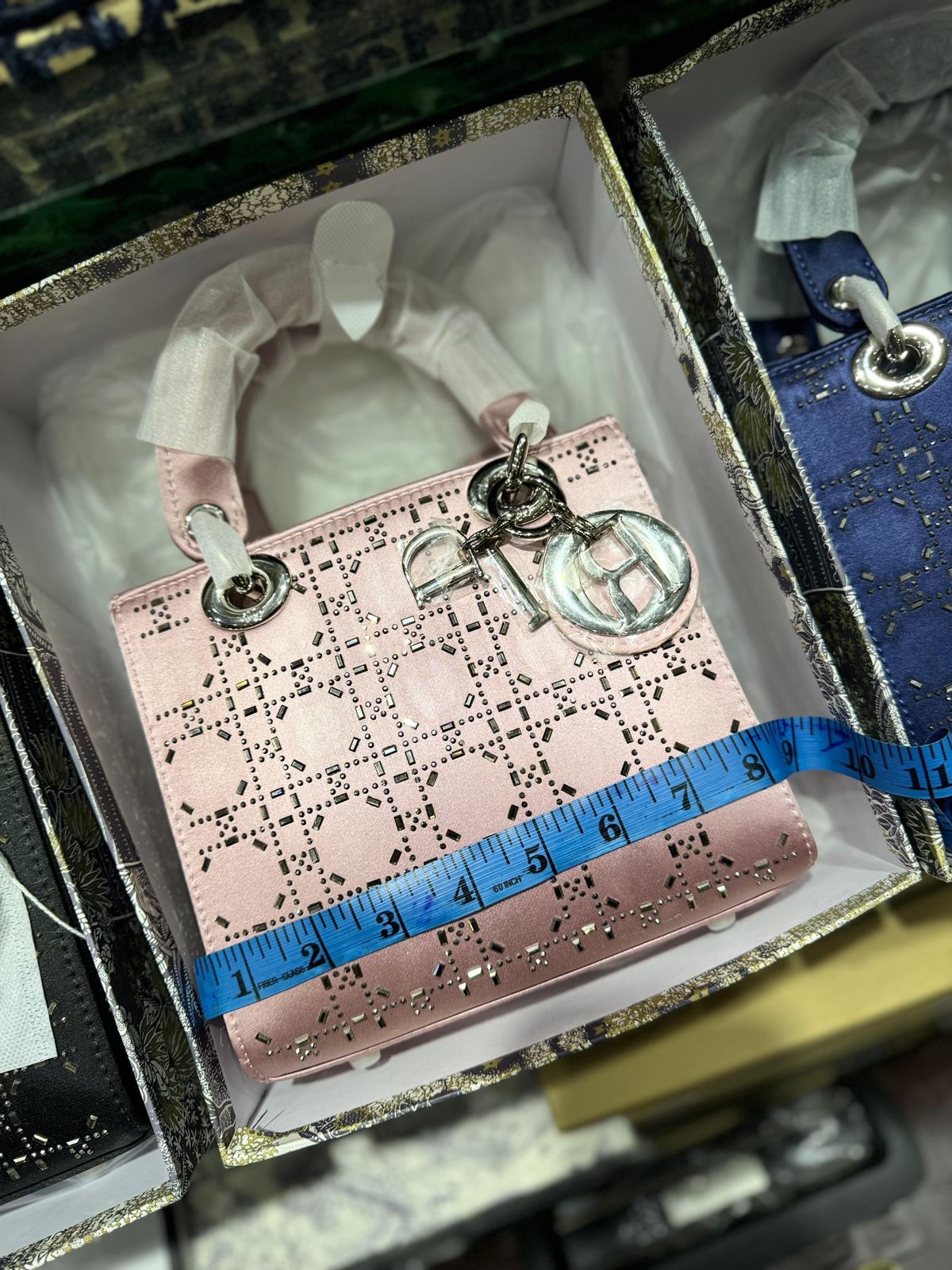 Cannage Crystal Satin Lady Bag