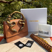 Roberto Cavalli Borsa Bordeaux Con Serpenti Bag