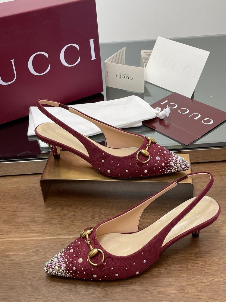 Gucci Women's Slingback Heels with Crystal Horsebit